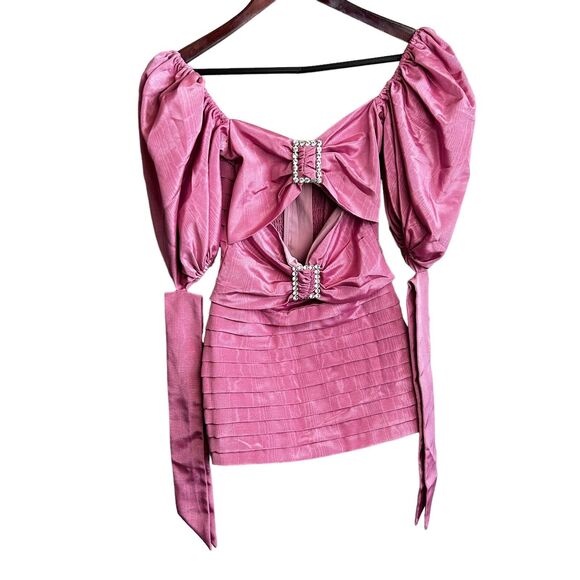 For Love & Lemons Dress Size XS Mauve Pink mini party rhinestone BARBIECORE - Picture 2 of 8